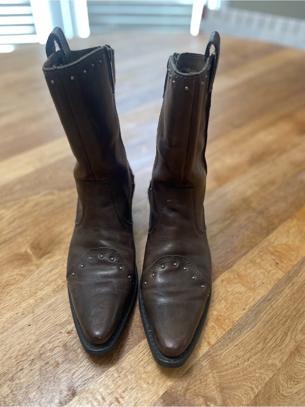 Classic Brown Studded Leather Women’s Boots